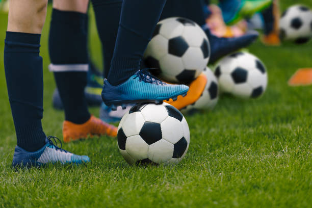 Soccer players training